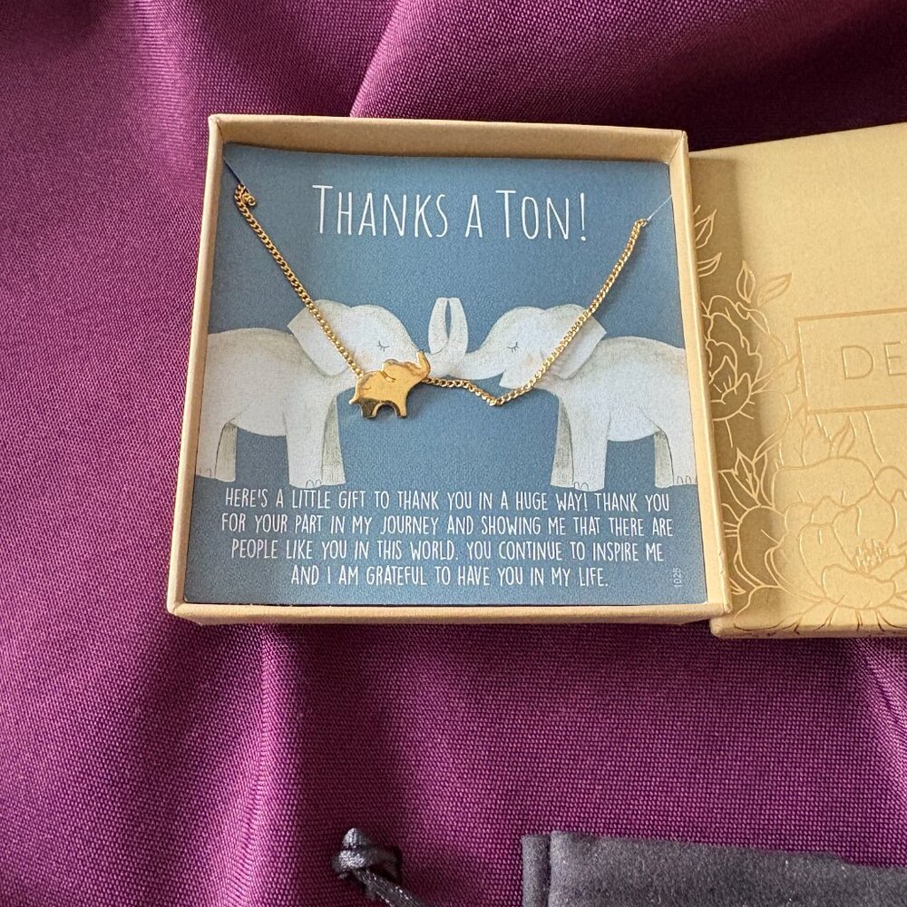 Dear Ava Gold-Plated Elephant Pendant Necklace | Thank You Gift | NWT